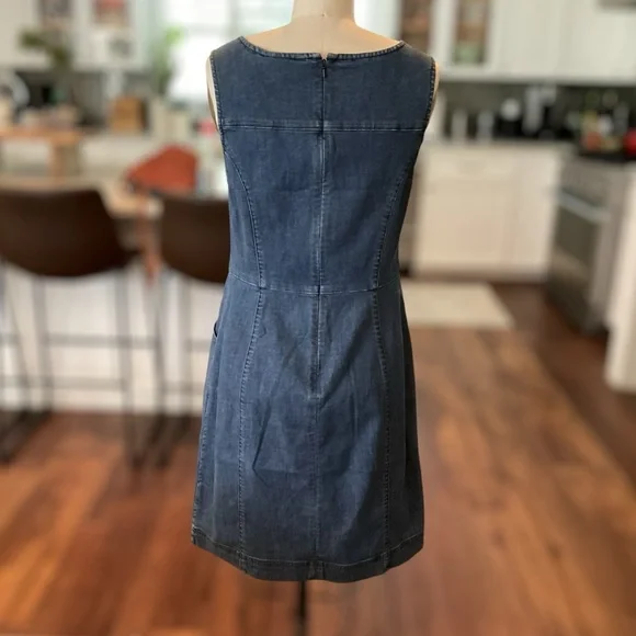 Boden Womens Size 4 Sleeveless Tamara Denim Dress Sheath Knee Length - Picture 5 of 12